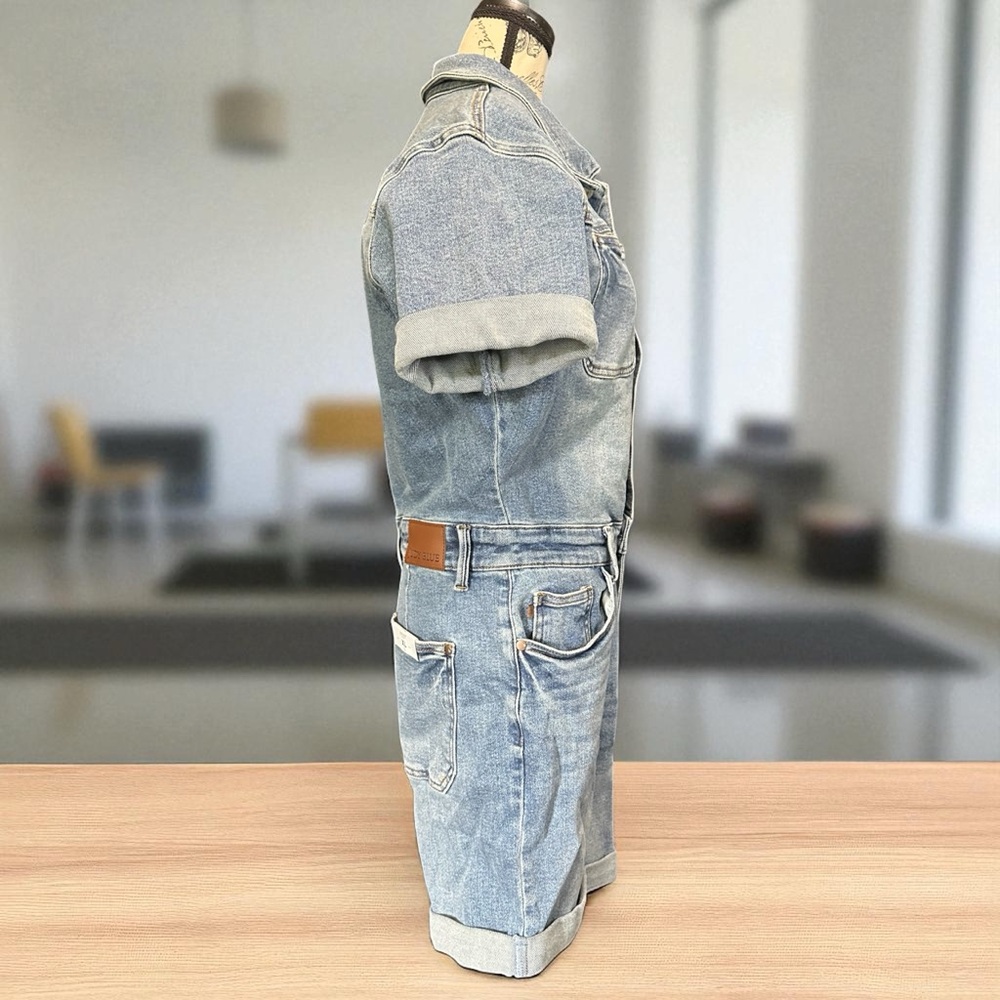 Judy Blue JOLENE Denim Romper NWT - Picture 5 of 14